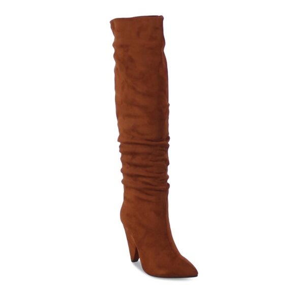 Slouch Camel Tan Brown Knee high boots Faux Suede -Brand new - 8.5 - Picture 1 of 3